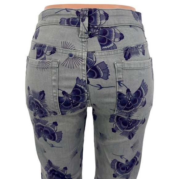 NWOT Free People Mid-Rise Floral Bell Bottom Jeans • Boho 70s Groovy Flare 32 - Picture 12 of 16